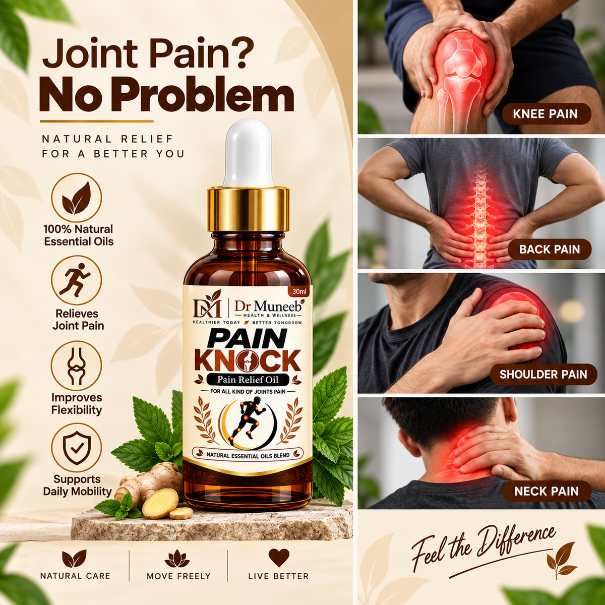 PAIN KNOCK Pain Relief Essential Oil Blend
